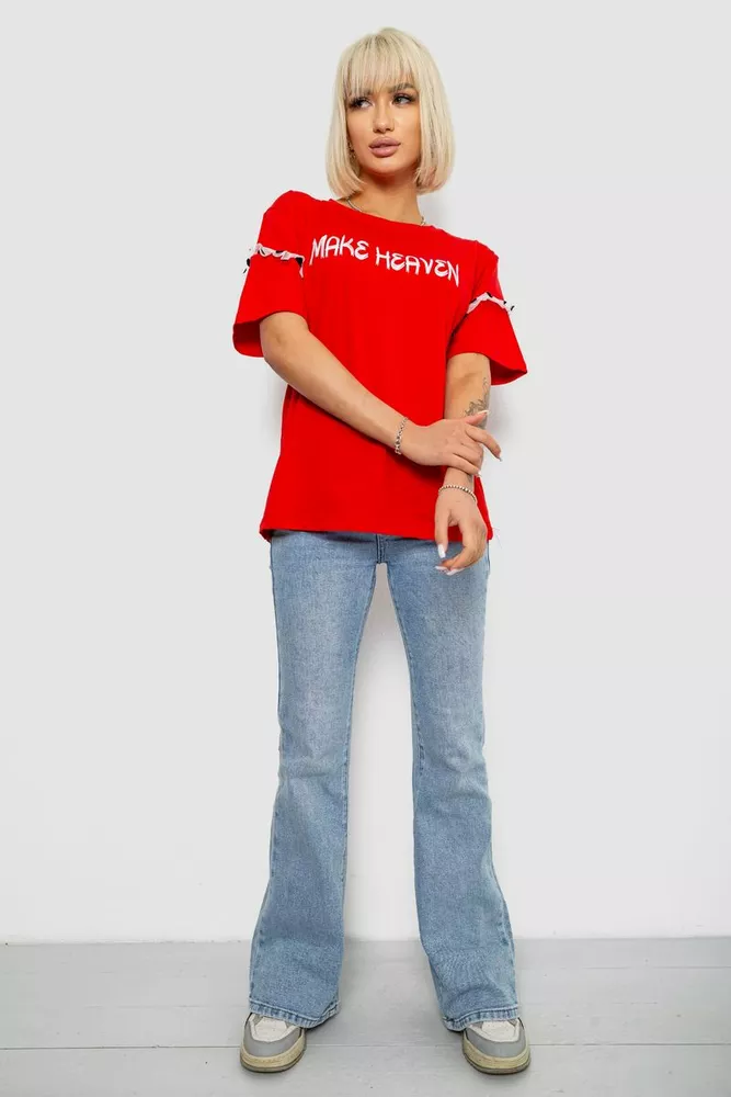 Купить Футболка женская с принтом, цвет красный, 244R2351 - Фото №2