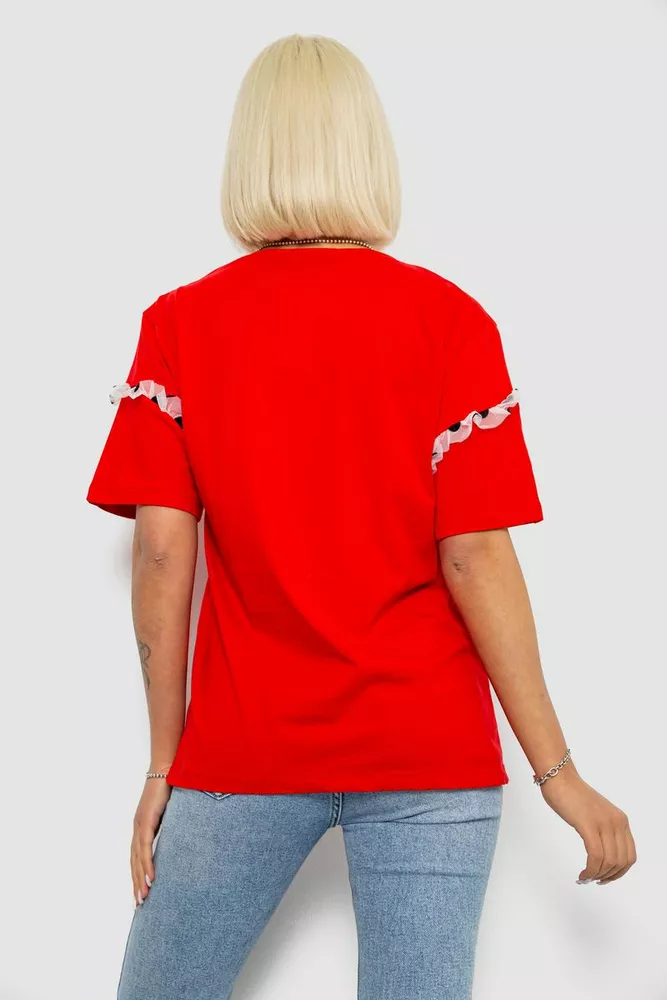 Купить Футболка женская с принтом, цвет красный, 244R2351 - Фото №4