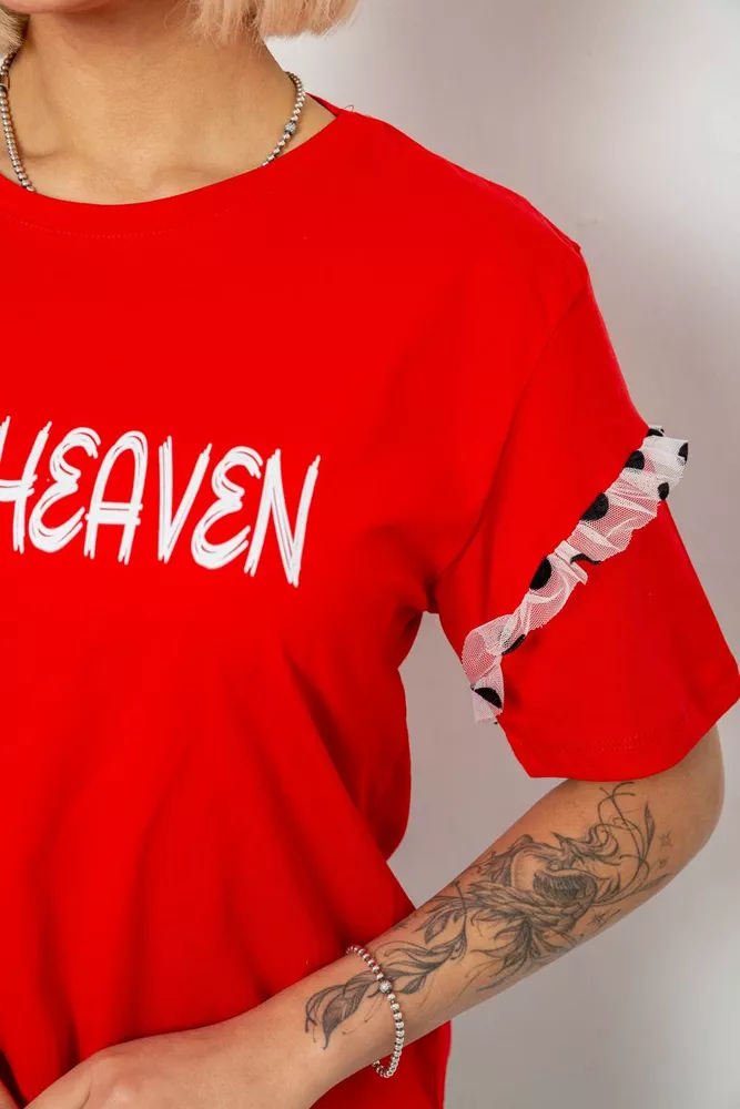 Купить Футболка женская с принтом, цвет красный, 244R2351 - Фото №5