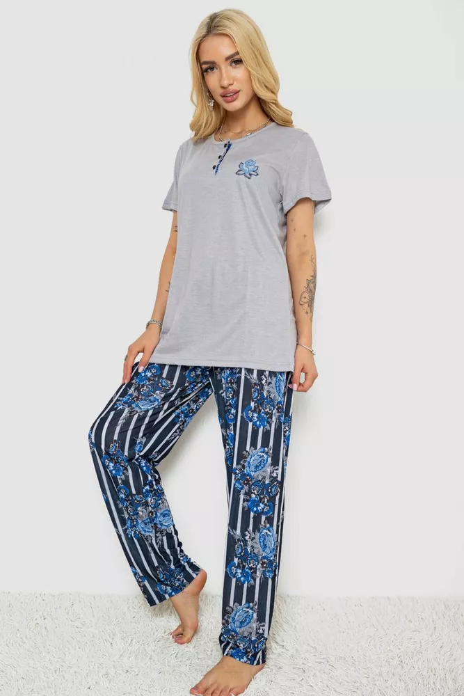 Купити Піжама жіноча з принтом  -уцінка, колір сірий, 243R5886-U-9 - Фото №3