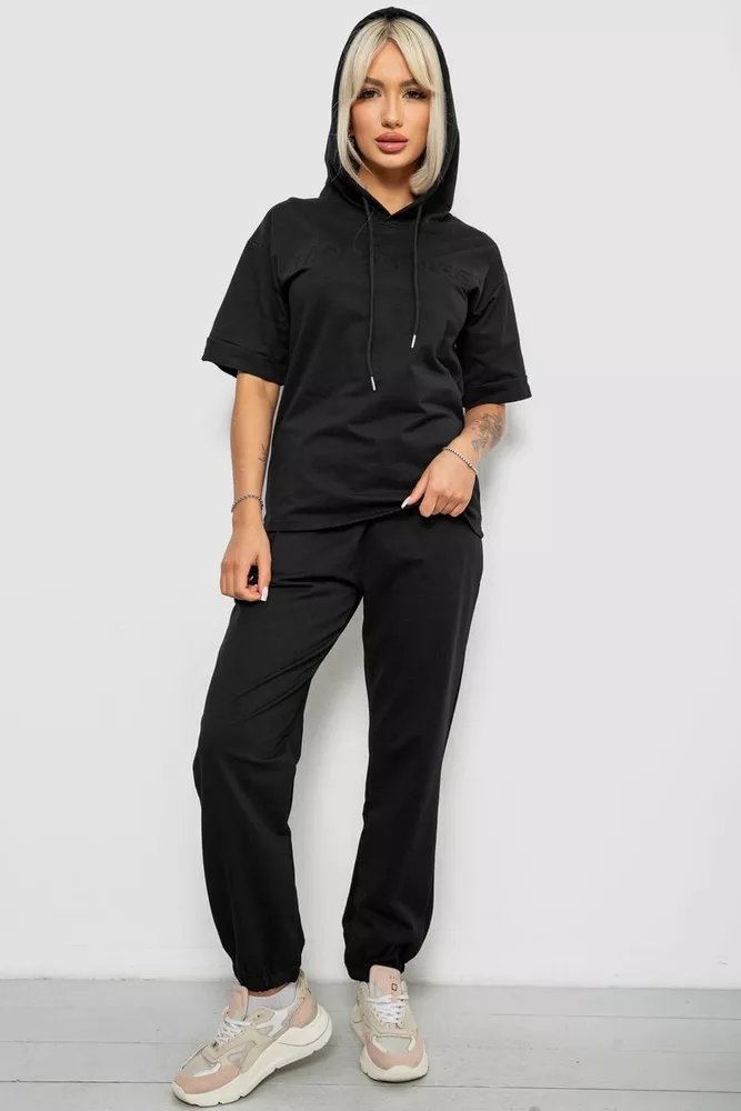 Купить Костюм женский повседневный однотонный, цвет черный, 221R103 - Фото №1