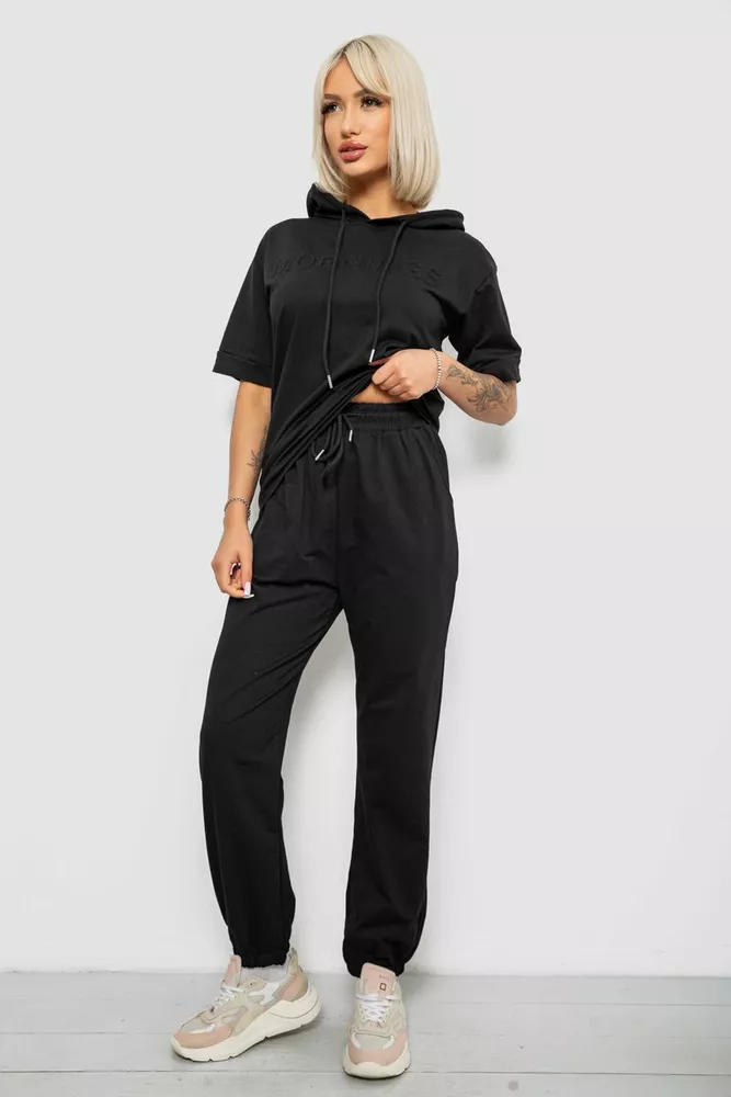 Купить Костюм женский повседневный однотонный, цвет черный, 221R103 - Фото №3