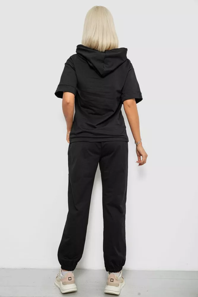 Купить Костюм женский повседневный однотонный, цвет черный, 221R103 - Фото №4