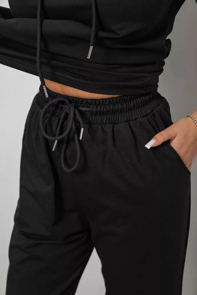 Купить Костюм женский повседневный однотонный, цвет черный, 221R103 - Фото №5