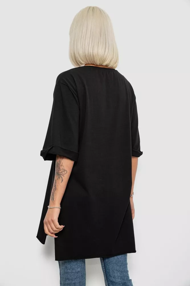 Купити Футболка жіноча однотонна, колір чорний, 244R2024-5 - Фото №4