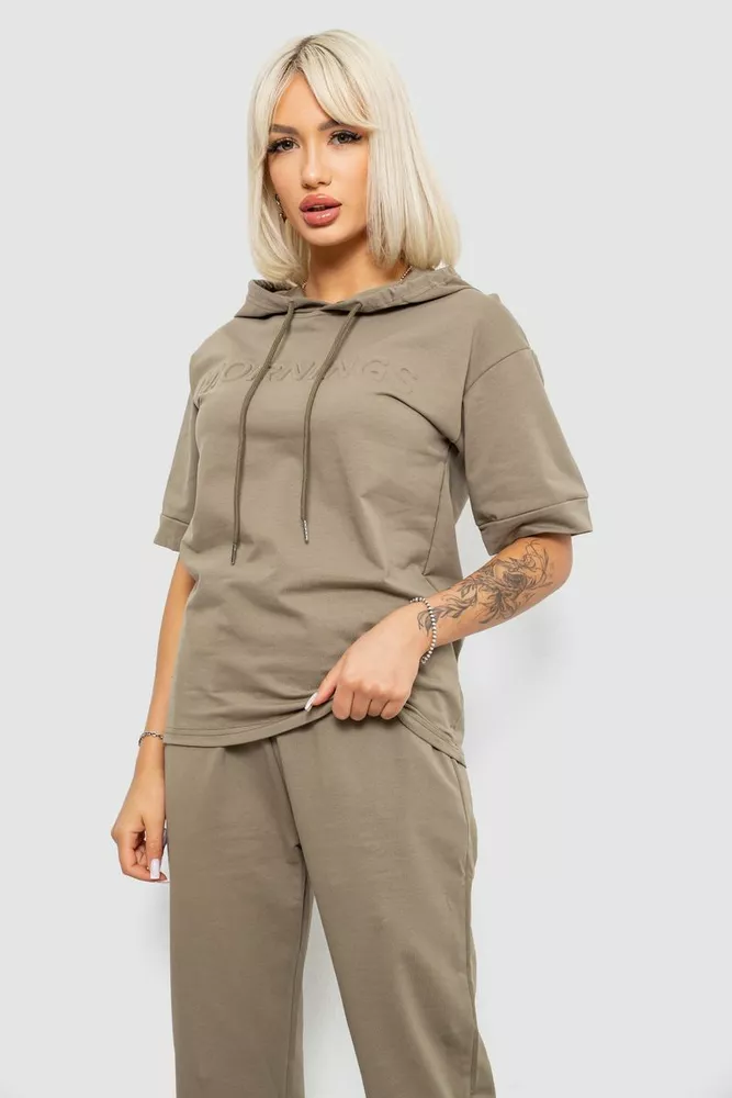 Купить Костюм женский повседневный однотонный, цвет хаки, 221R103 - Фото №2