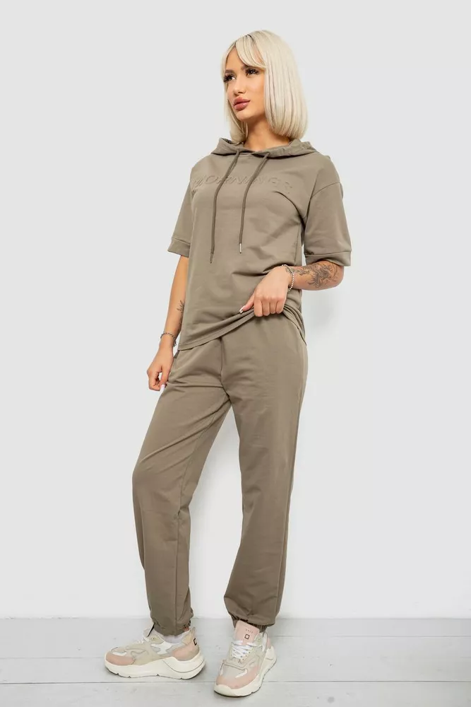 Купить Костюм женский повседневный однотонный, цвет хаки, 221R103 - Фото №3