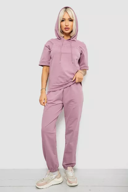 Костюм жіночий повсякденний однотонний, колір пудровий, 221R103