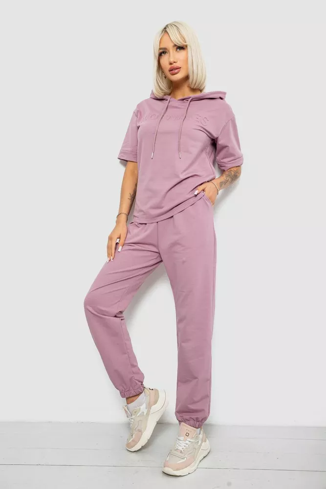 Купить Костюм женский повседневный однотонный, цвет пудровый, 221R103 - Фото №3