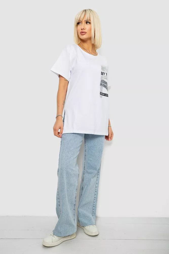 Купити Футболка жіноча з принтом, колір білий, 244R2302-5 оптом - Фото №2