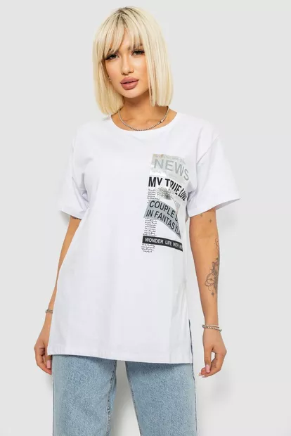 Футболка жіноча з принтом, колір білий, 244R2302-5