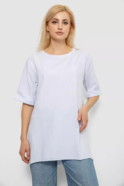 Футболка женская однотонная, цвет белый, 244R2024-5