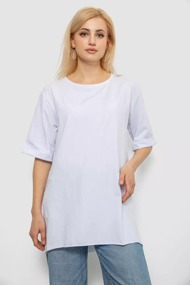 Купить Футболка женская однотонная, цвет белый, 244R2024-5 - Фото №1