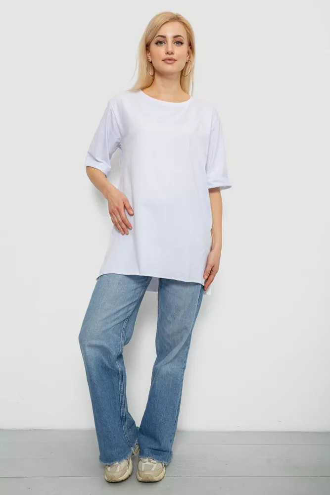 Купить Футболка женская однотонная, цвет белый, 244R2024-5 - Фото №2