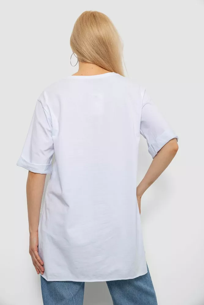 Купить Футболка женская однотонная, цвет белый, 244R2024-5 - Фото №4