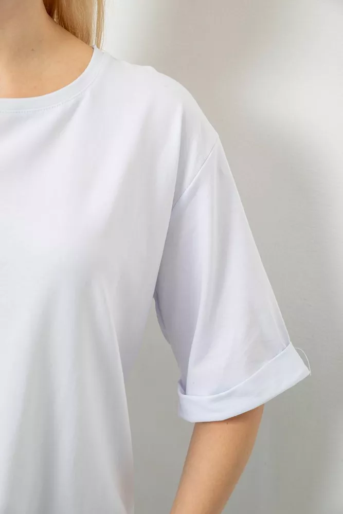 Купить Футболка женская однотонная, цвет белый, 244R2024-5 - Фото №5