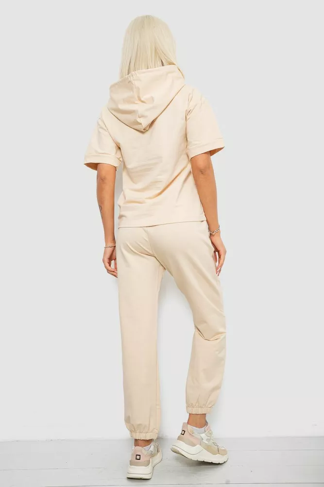 Купить Костюм женский повседневный однотонный, цвет бежевый, 221R103 - Фото №4