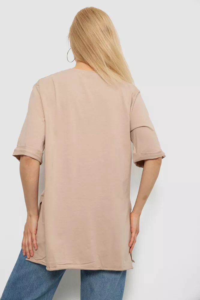 Купить Футболка женская однотонная, цвет бежевый, 244R2024-5 - Фото №4