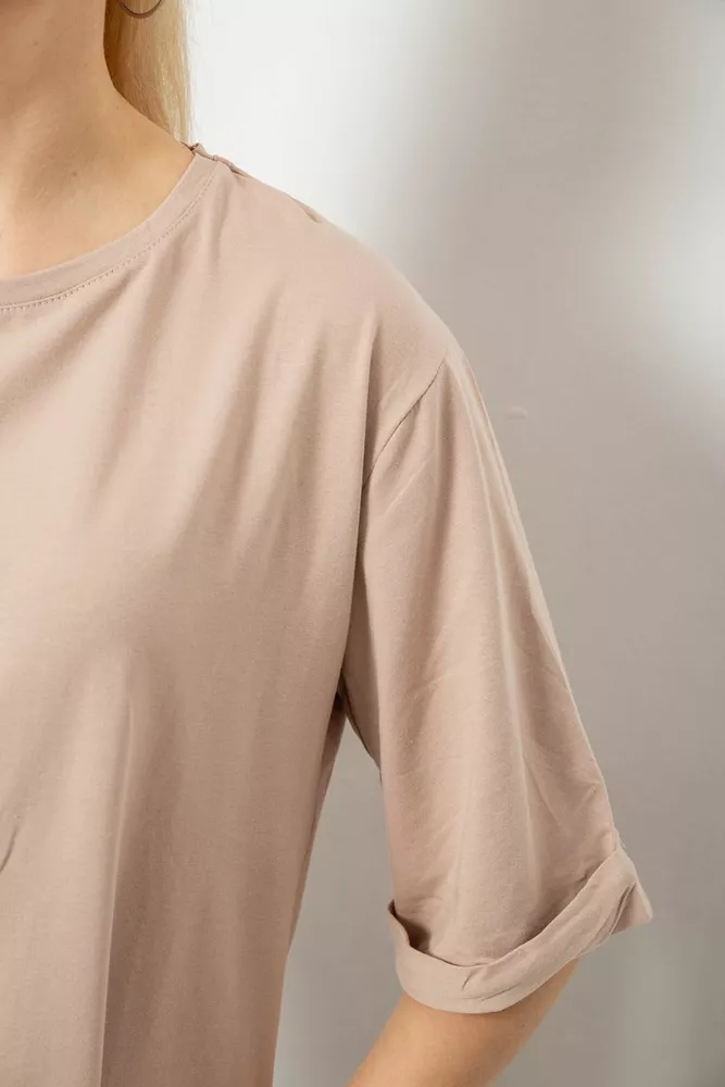 Купить Футболка женская однотонная, цвет бежевый, 244R2024-5 - Фото №5
