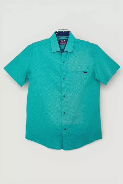 Рубашка мужская с принтом, цвет бирюзовый, 214R7124