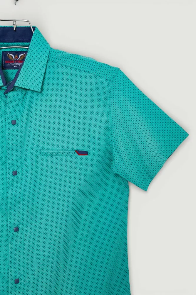 Купить Рубашка мужская с принтом, цвет бирюзовый, 214R7124 - Фото №2
