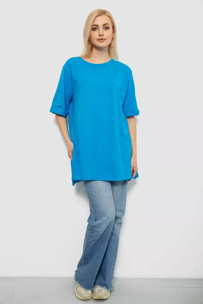 Купить Футболка женская однотонная, цвет бирюзовый, 244R2024-5 - Фото №2