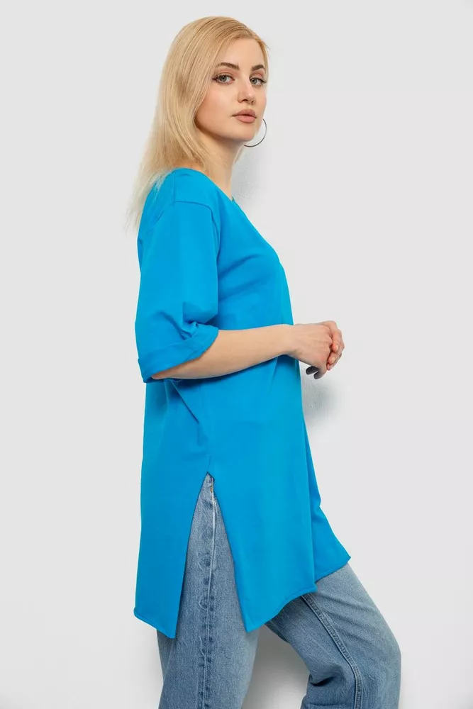 Купить Футболка женская однотонная, цвет бирюзовый, 244R2024-5 - Фото №3