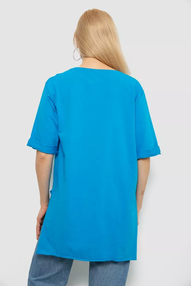 Купить Футболка женская однотонная, цвет бирюзовый, 244R2024-5 - Фото №4