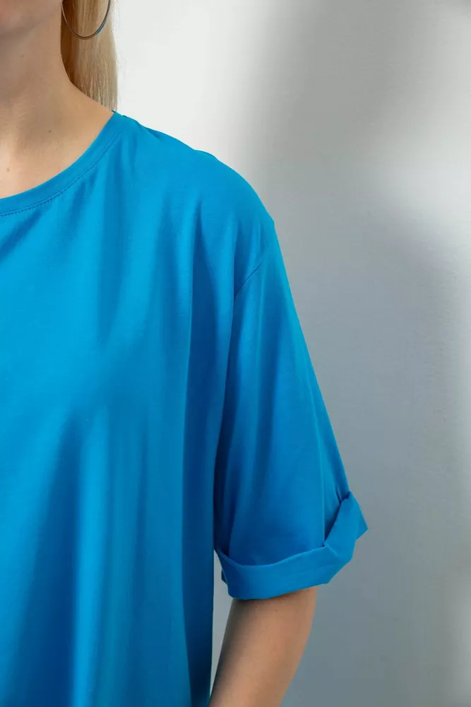 Купить Футболка женская однотонная, цвет бирюзовый, 244R2024-5 - Фото №5