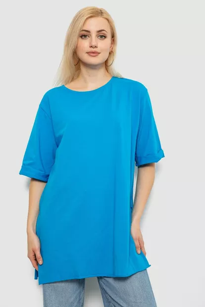 Футболка женская однотонная, цвет бирюзовый, 244R2024-5