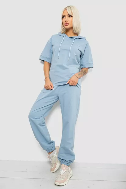 Костюм жіночий повсякденний однотонний, колір блакитний, 221R103
