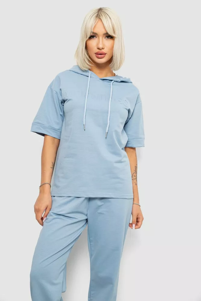 Купить Костюм женский повседневный однотонный, цвет голубой, 221R103 - Фото №2