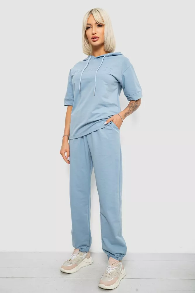 Купить Костюм женский повседневный однотонный, цвет голубой, 221R103 - Фото №3