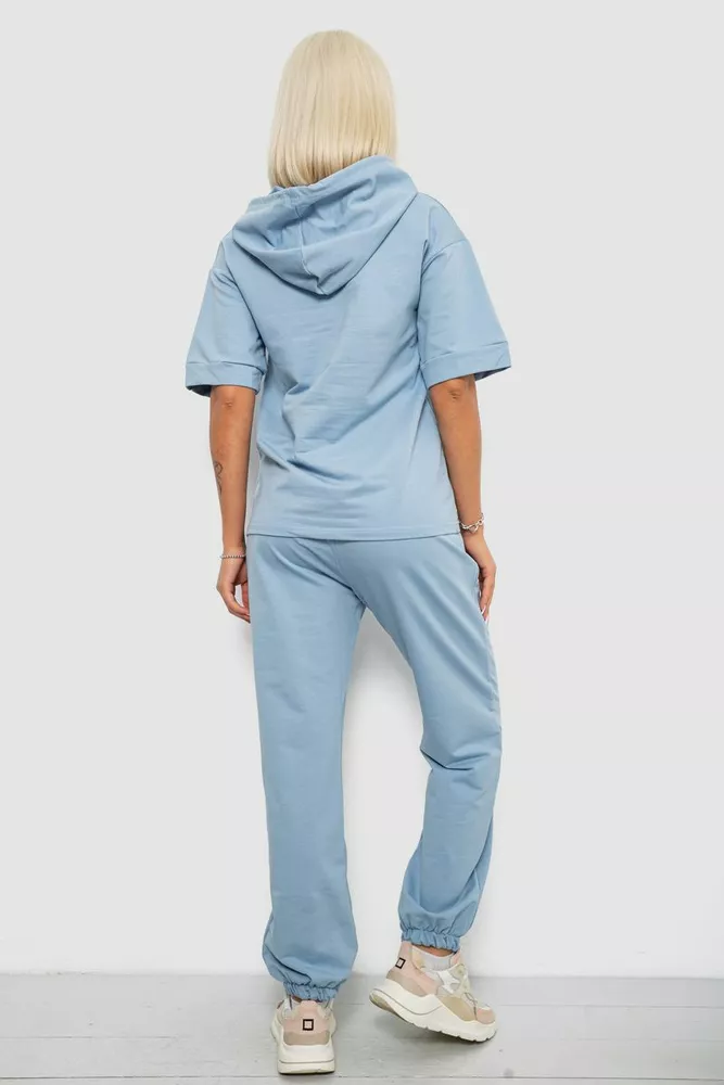 Купить Костюм женский повседневный однотонный, цвет голубой, 221R103 - Фото №4