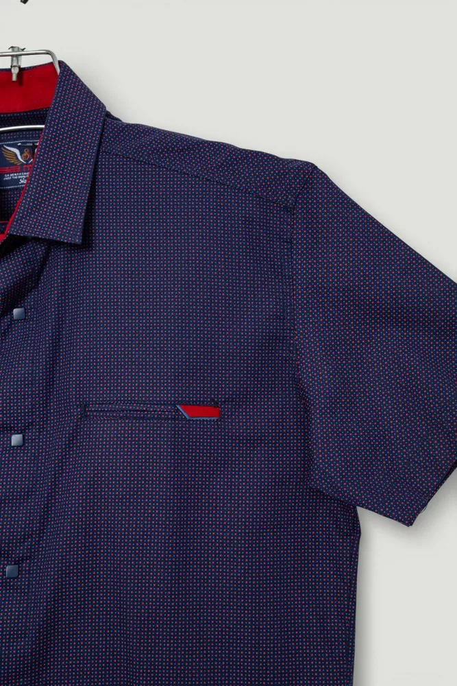 Купить Рубашка мужская с принтом, цвет синий, 214R7124 - Фото №2