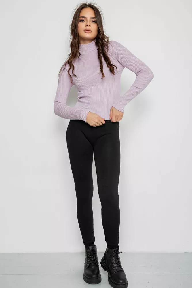 Купити Водолазка жіноча в рубчик  -уцінка, колір світло-бузковий, 214R91306-U-34 - Фото №2