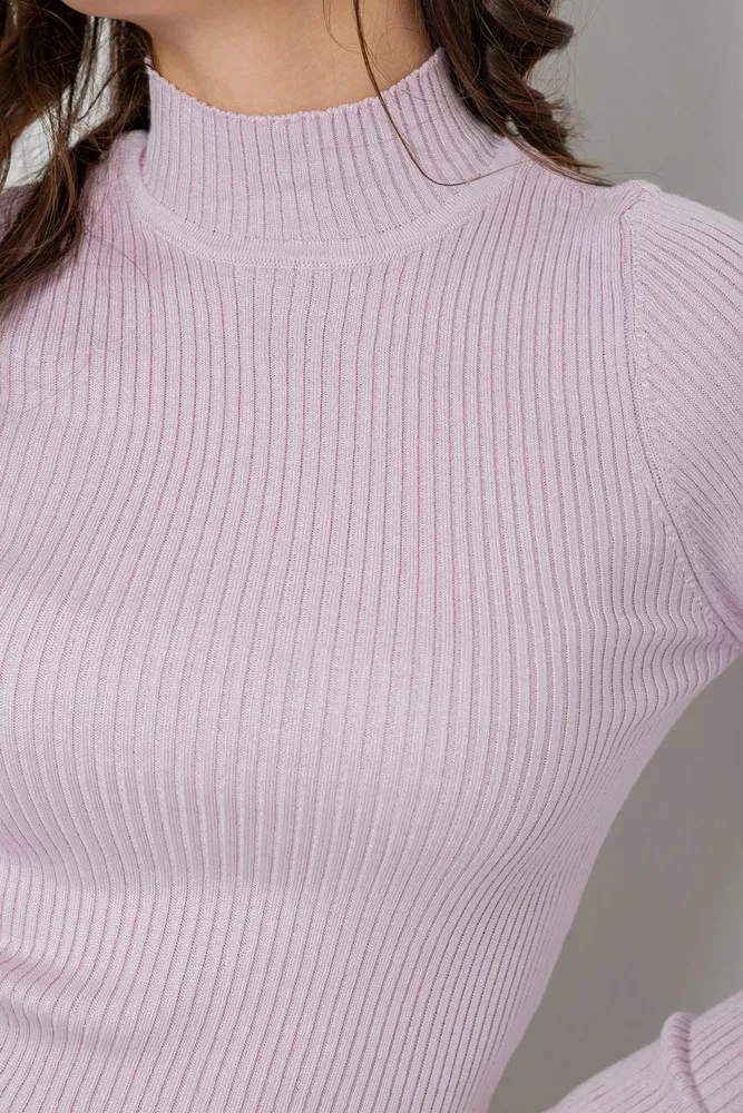 Купити Водолазка жіноча в рубчик  -уцінка, колір світло-бузковий, 214R91306-U-34 - Фото №5