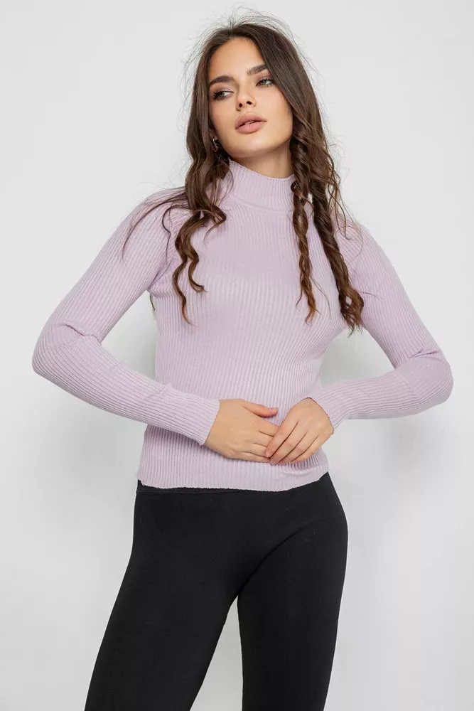 Купити Водолазка жіноча в рубчик  -уцінка, колір світло-бузковий, 214R91306-U-34 - Фото №1