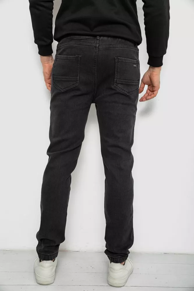 Купити Джинси чоловічі на резинці утеплені  -уцінка, колір чорний, 244R665-U - Фото №4