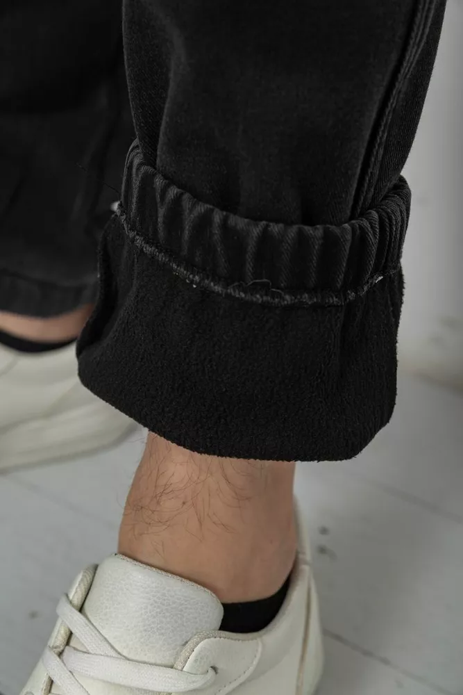 Купити Джинси чоловічі на резинці утеплені  -уцінка, колір чорний, 244R665-U - Фото №6