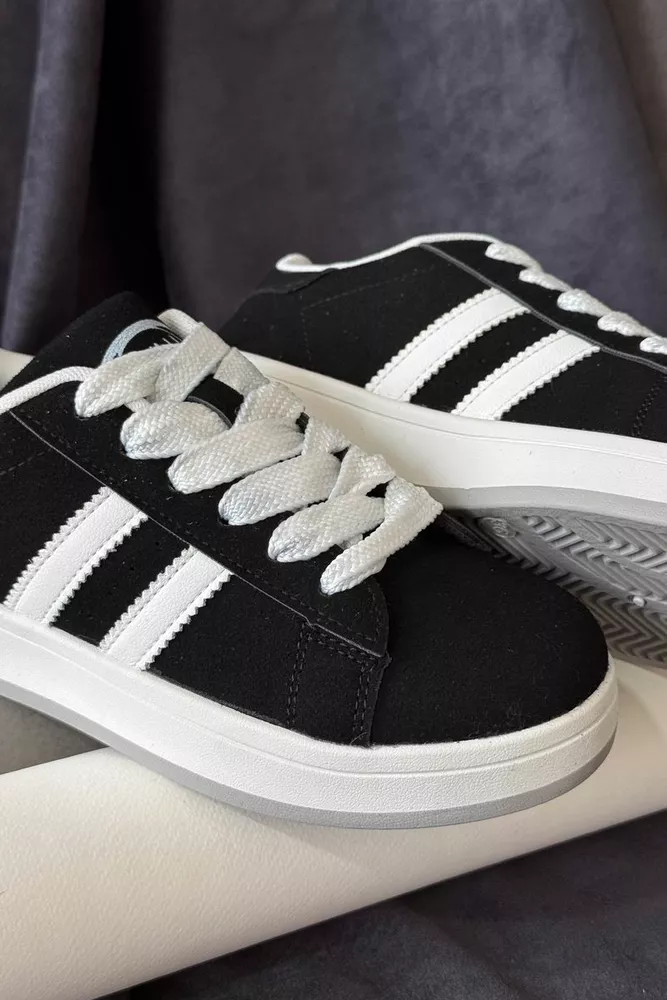 Купить Кеды женские замша, цвет черно-белый, 248RJH200-12 - Фото №2