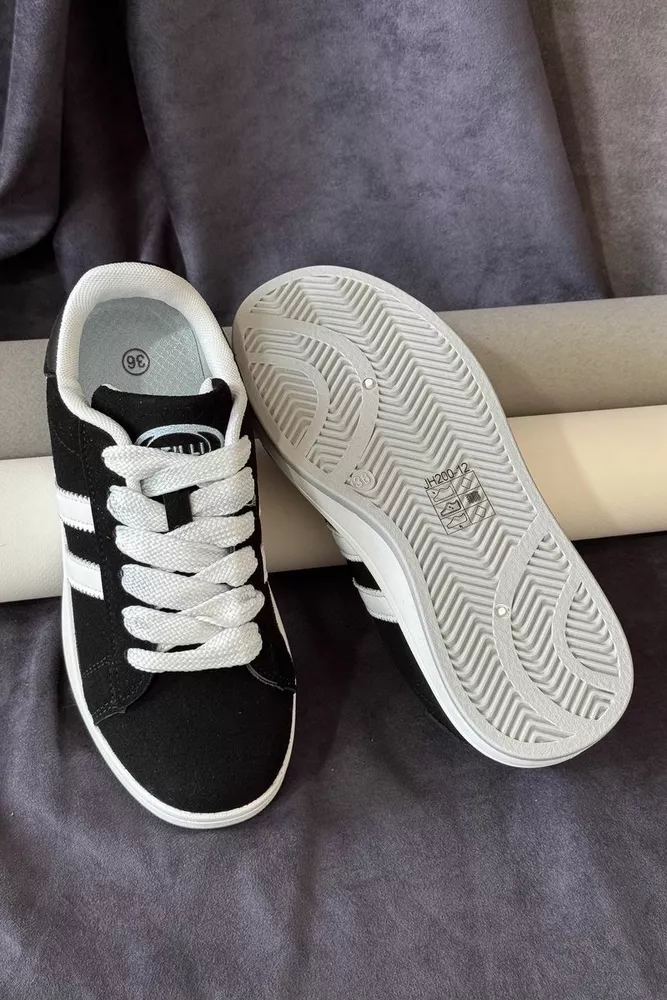 Купить Кеды женские замша, цвет черно-белый, 248RJH200-12 - Фото №3