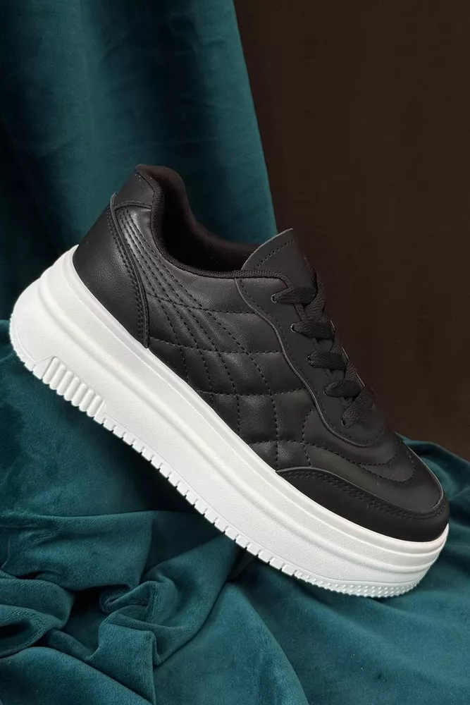 Купить Кроссовки женские демисезонные  -уценка, цвет черно-белый, 248RBL21-U оптом - Фото №1