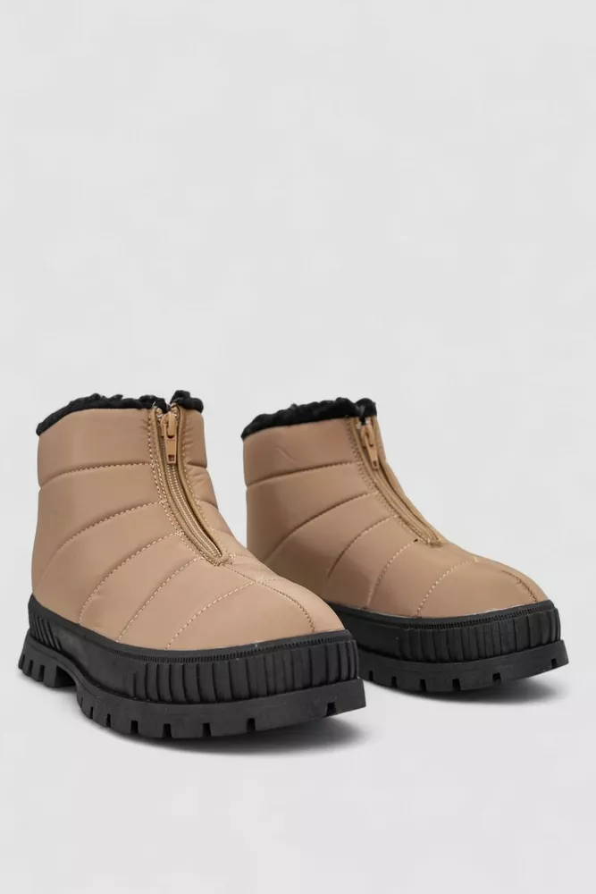 Купить Дутики женские зимние на меху  -уценка, цвет бежево-черный, 248RCX1740-U - Фото №3