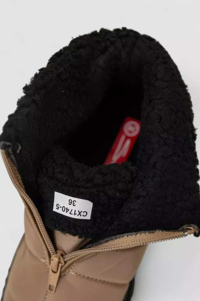 Купить Дутики женские зимние на меху  -уценка, цвет бежево-черный, 248RCX1740-U - Фото №6