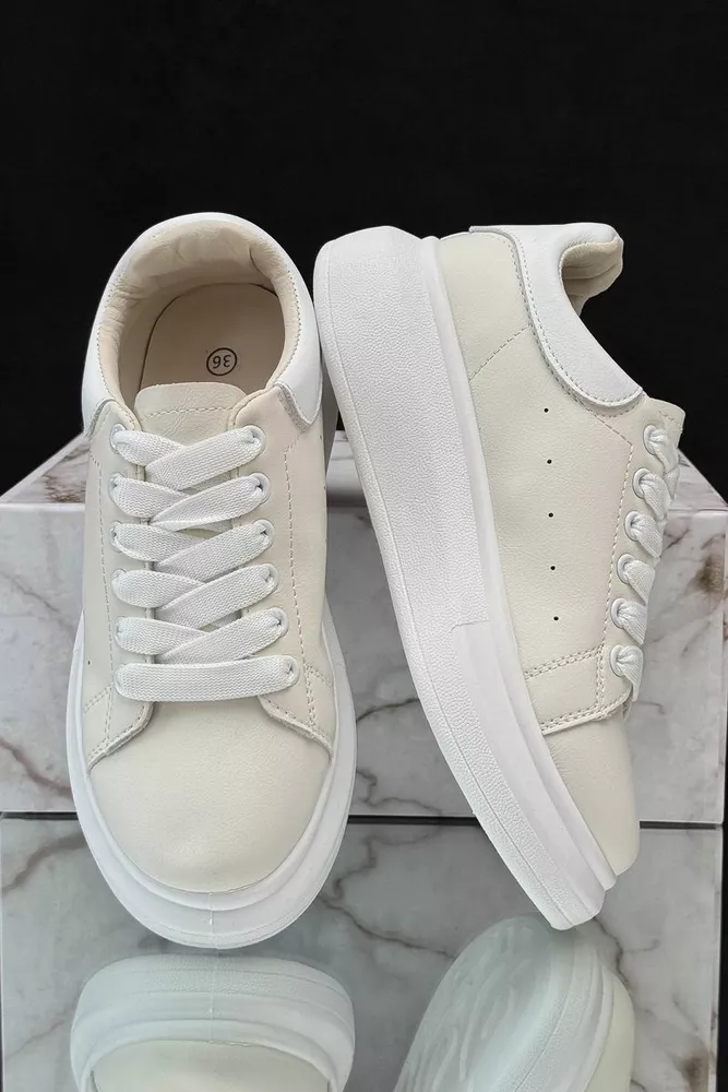 Купить Кроссовки женские демисезонные  -уценка, цвет бело-бежевый, 248RM10-U оптом - Фото №3