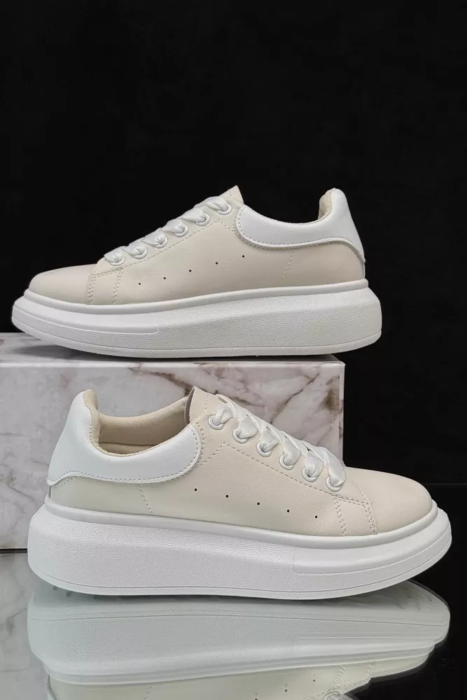 Купить Кроссовки женские демисезонные  -уценка, цвет бело-бежевый, 248RM10-U оптом - Фото №1