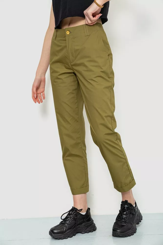 Купити Штани жіночі, колір оливковий, 244R158 оптом - Фото №3