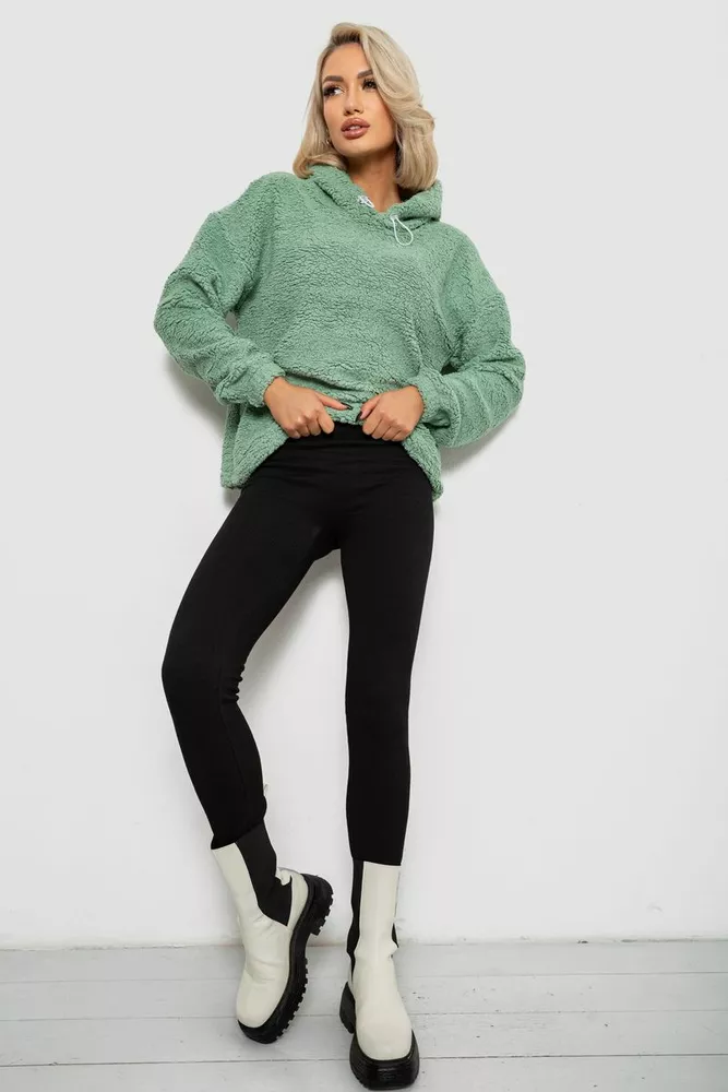 Купить Худи женский однотонный с капюшоном  -уценка, цвет оливковый, 257R14-U - Фото №2