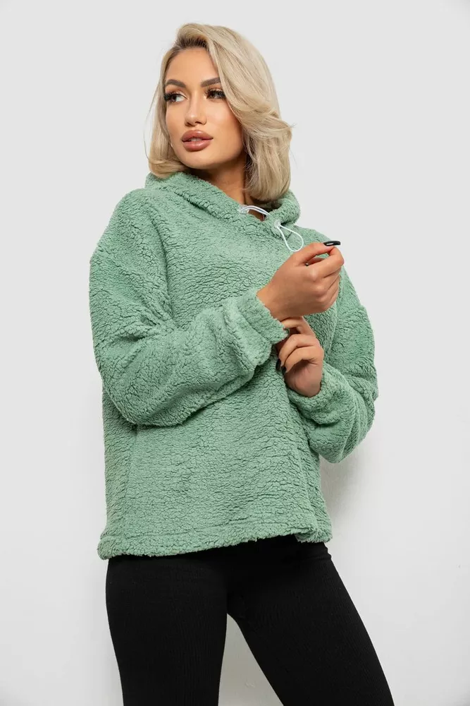 Купить Худи женский однотонный с капюшоном  -уценка, цвет оливковый, 257R14-U - Фото №3